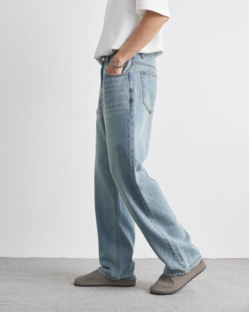 Avslappnad fit väktade Denimjeans