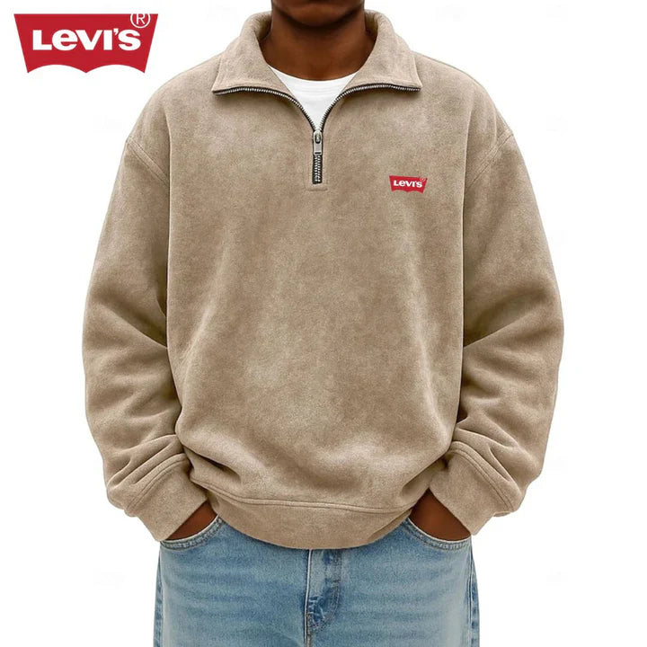 LV™ Herren Zip-Polo-Pullover-Sweatshirt