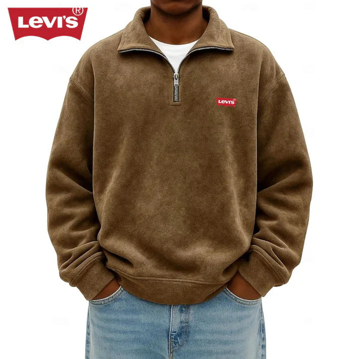 LV™ Herren Zip-Polo-Pullover-Sweatshirt