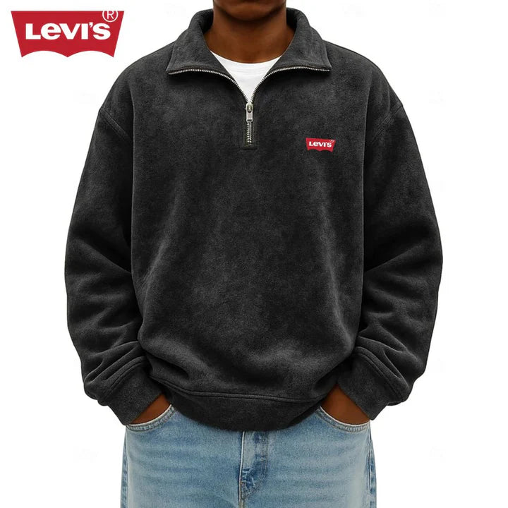 LV™ Herren Zip-Polo-Pullover-Sweatshirt