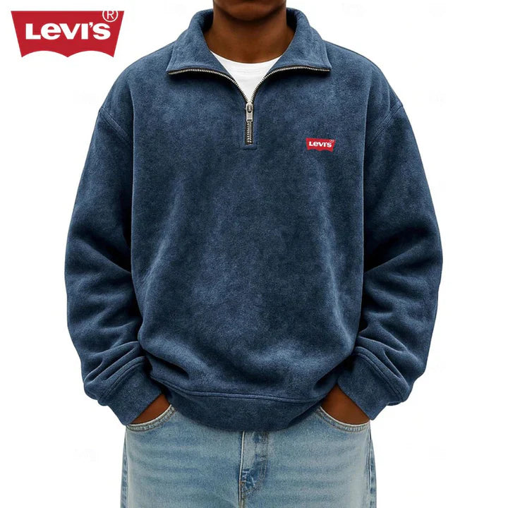 LV™ Herren Zip-Polo-Pullover-Sweatshirt