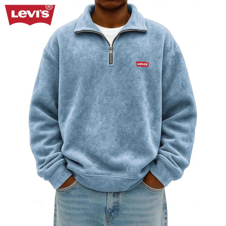 LV™ Herren Zip-Polo-Pullover-Sweatshirt