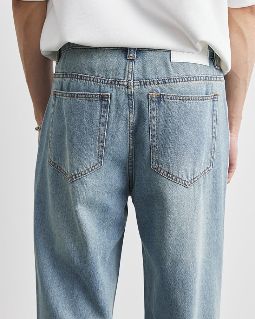 Avslappnad fit väktade Denimjeans
