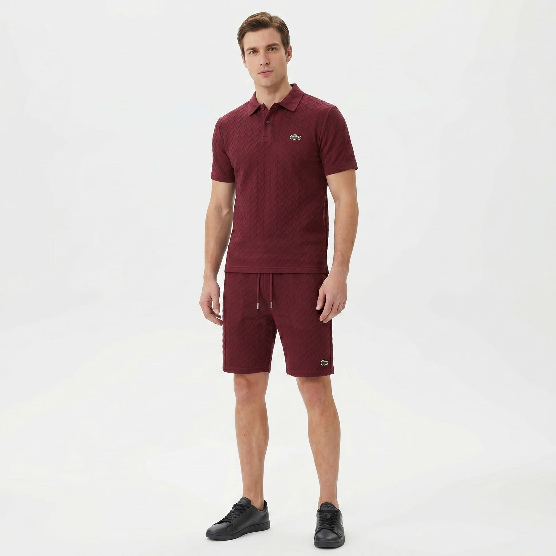 Jacquard-Polo- und Shorts-Set