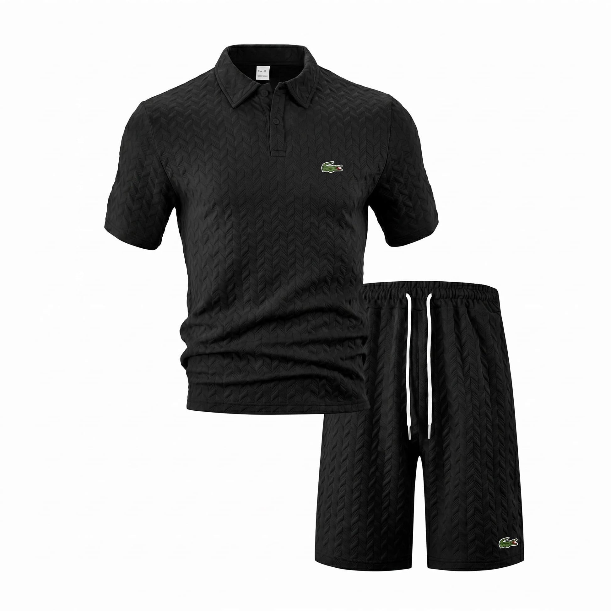 Jacquard-Polo- und Shorts-Set