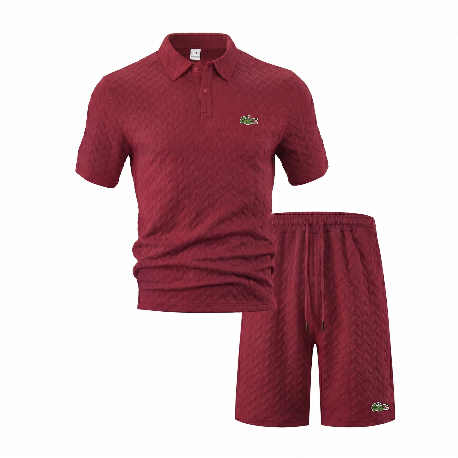 Jacquard-Polo- und Shorts-Set