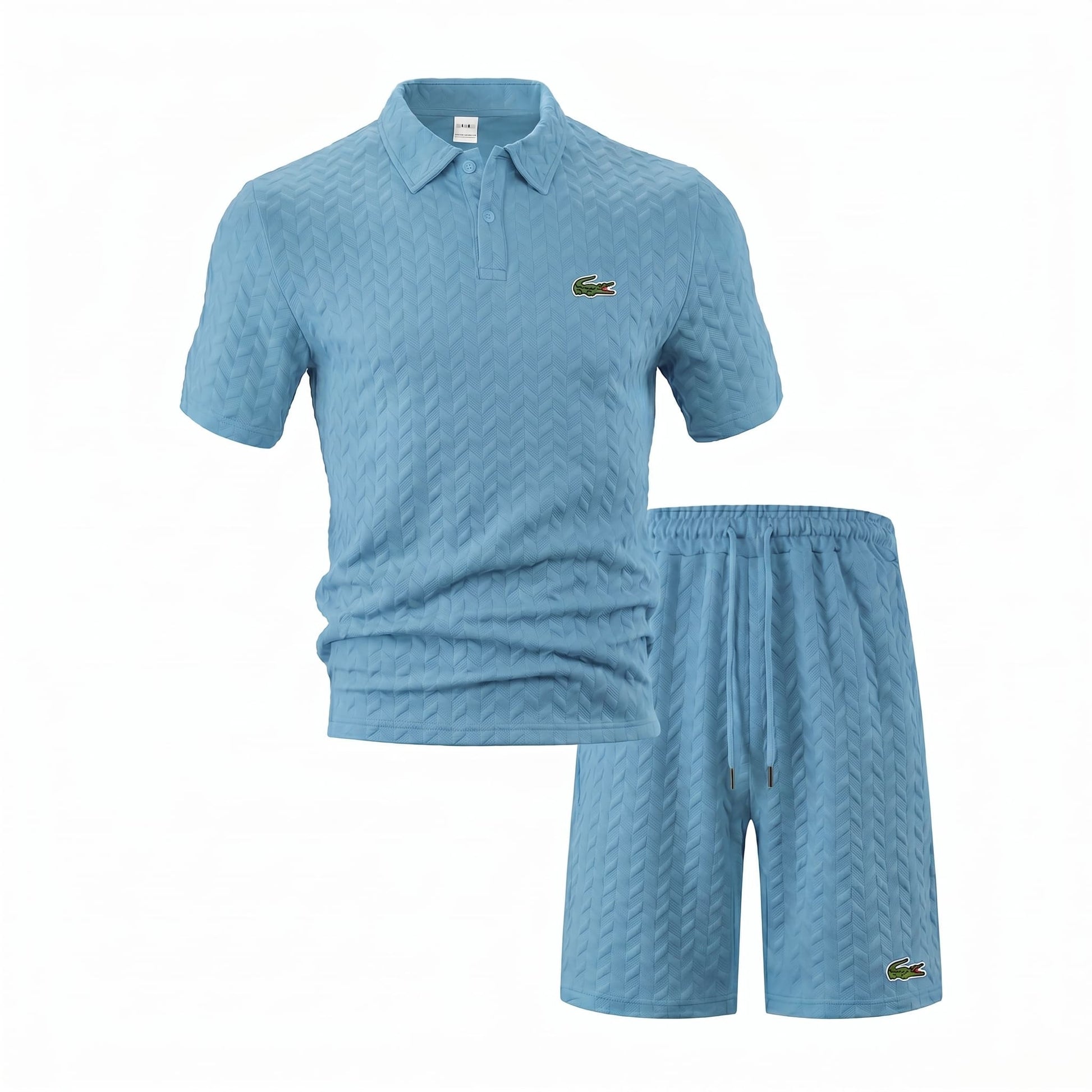 Jacquard-Polo- und Shorts-Set