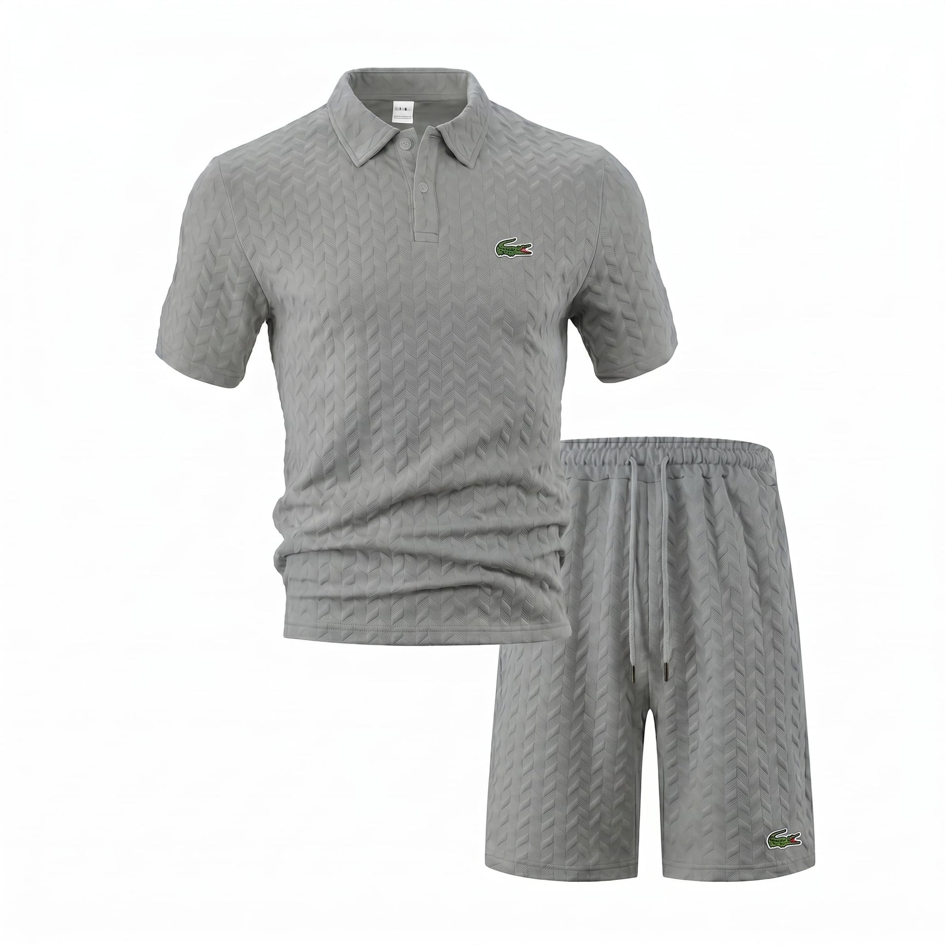 Jacquard-Polo- und Shorts-Set
