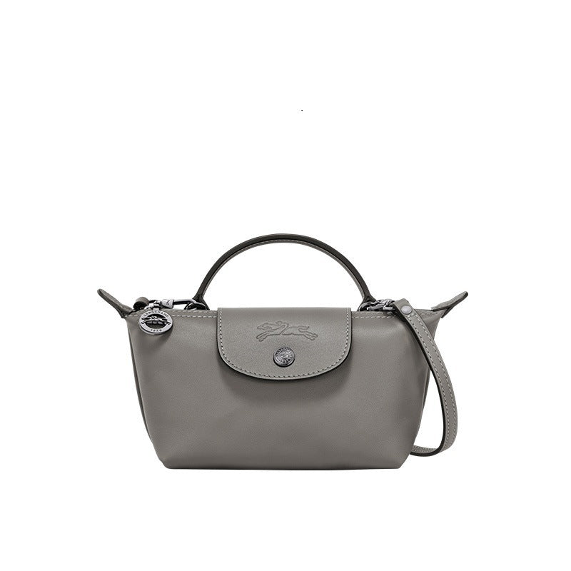 Mini-Lederhandtasche Longchamp – Grau