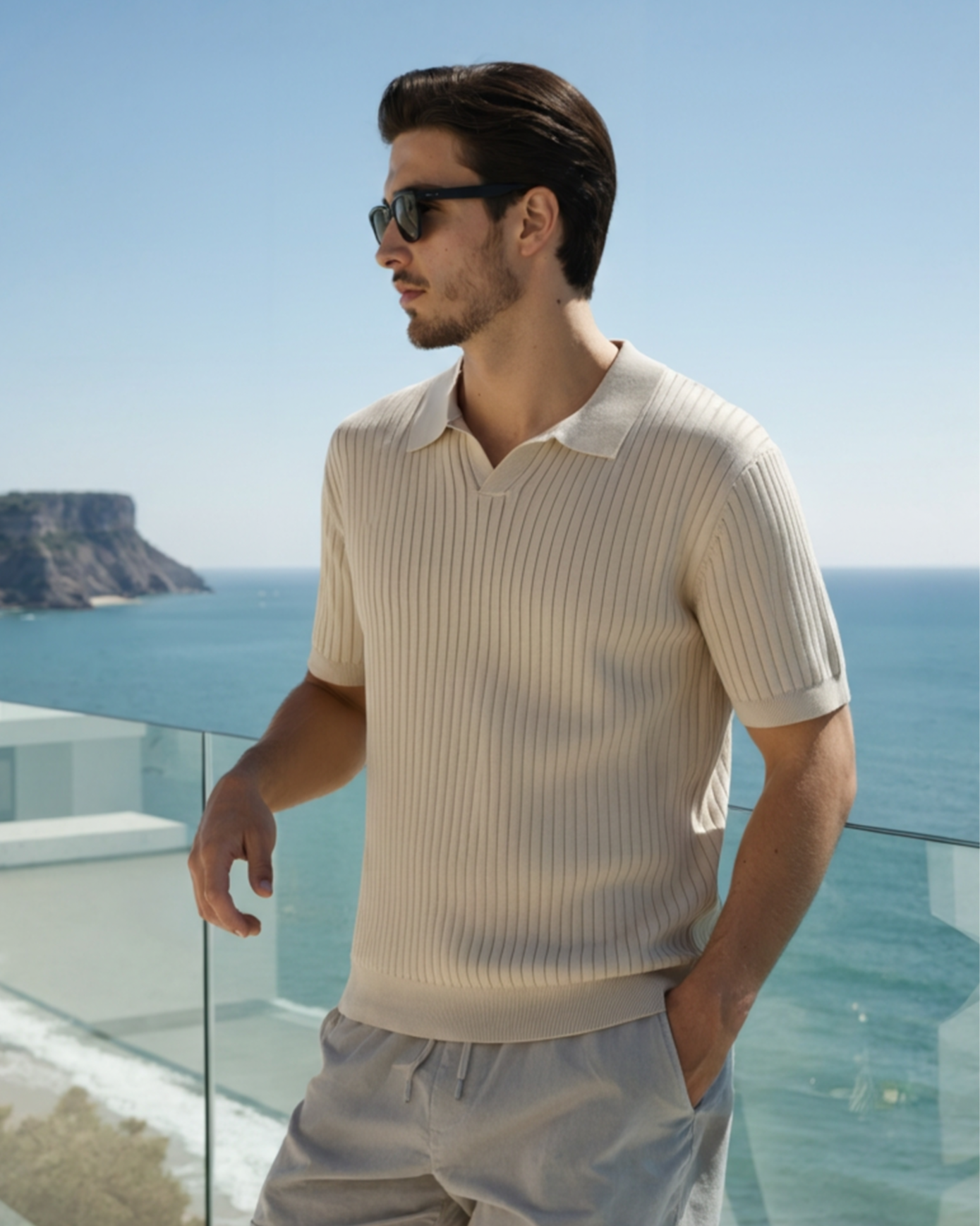 Hochwertiges geriptes Poloshirt