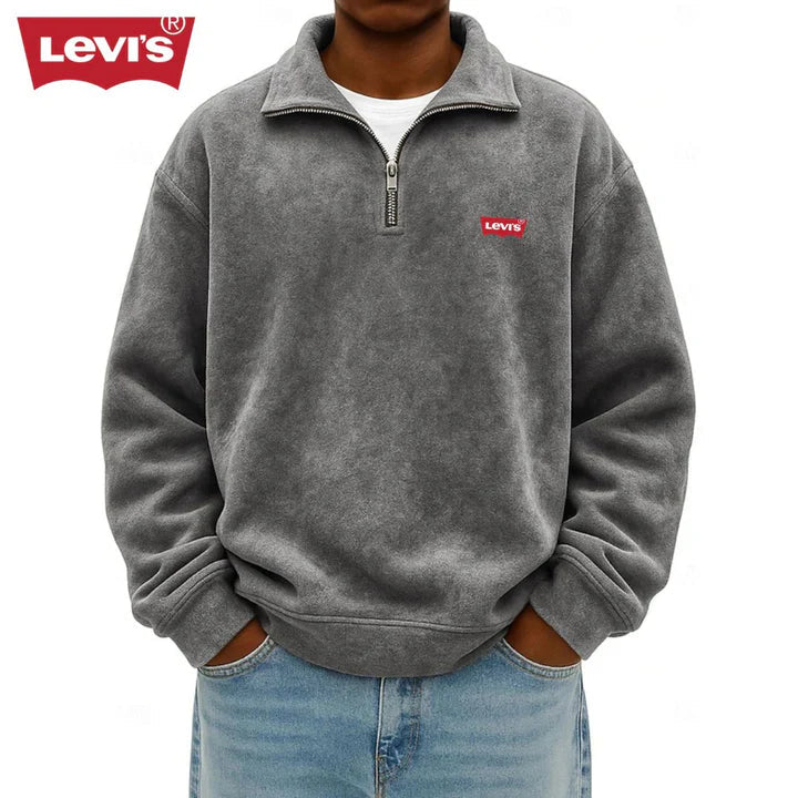 LV™ Herren Zip-Polo-Pullover-Sweatshirt