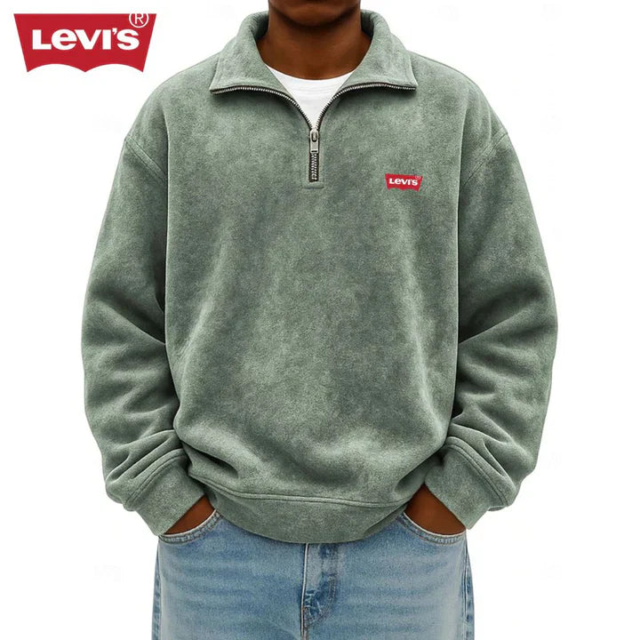 LV™ Herren Zip-Polo-Pullover-Sweatshirt