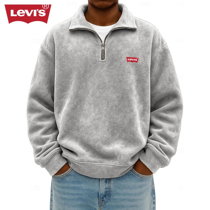 LV™ Herren Zip-Polo-Pullover-Sweatshirt