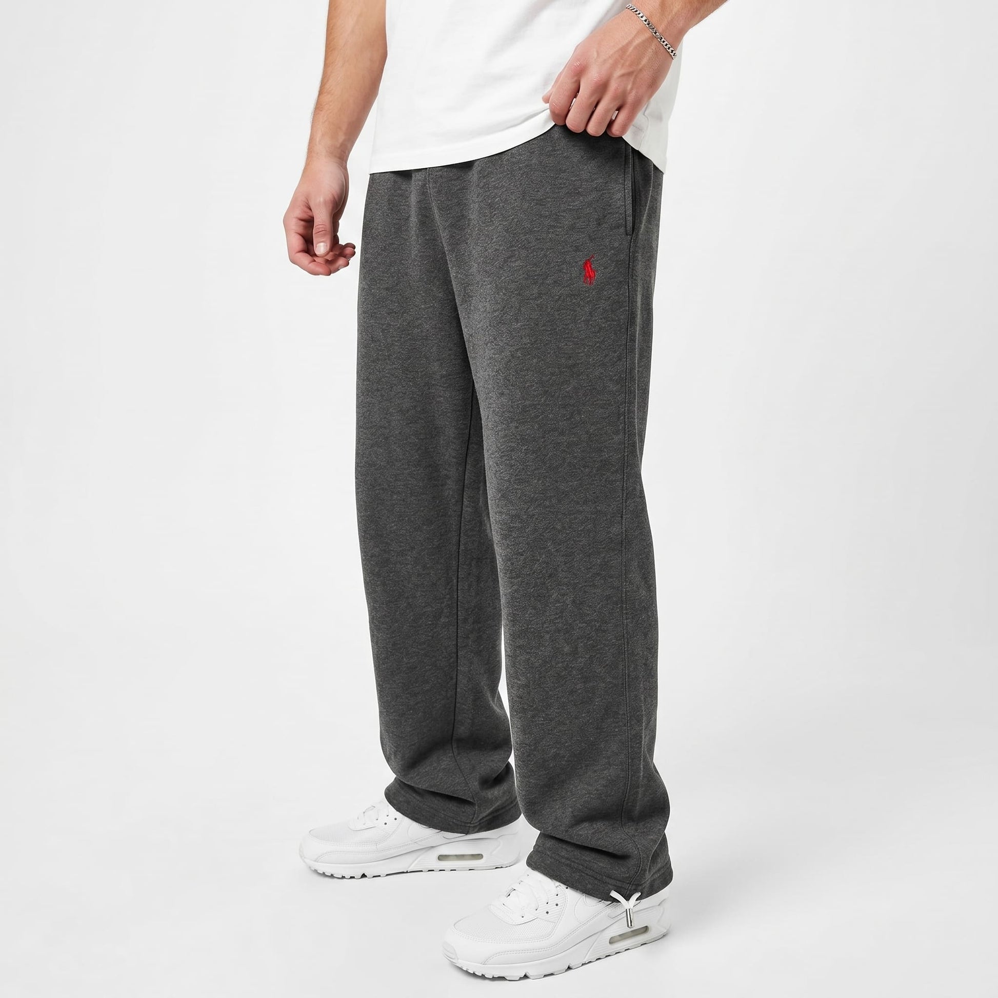 Klassische Fleece-Sweatpants mit offenem Beinabschluss