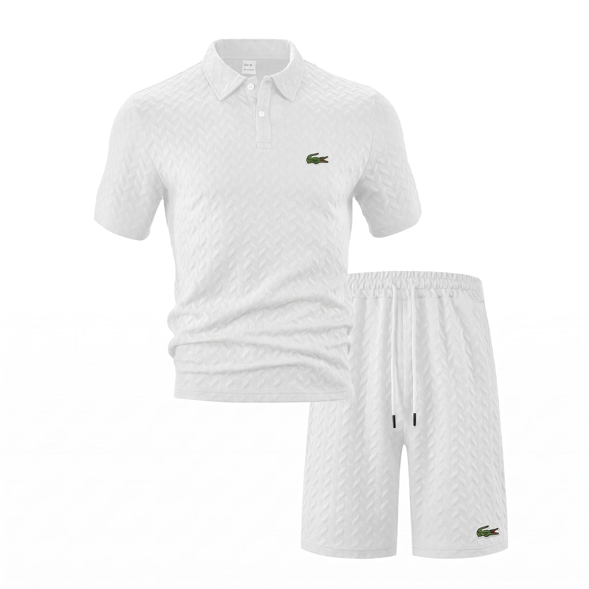 Jacquard-Polo- und Shorts-Set