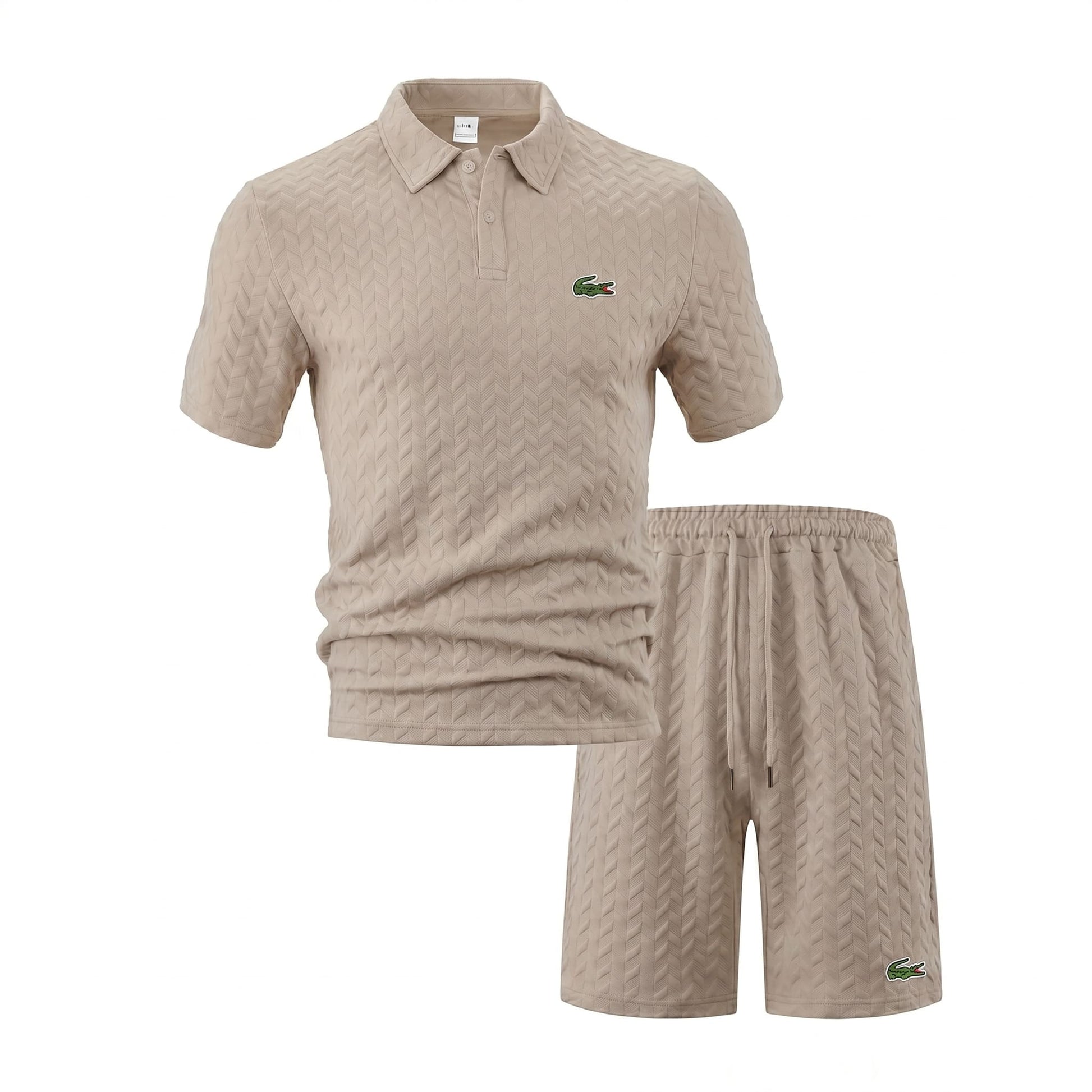 Jacquard-Polo- und Shorts-Set