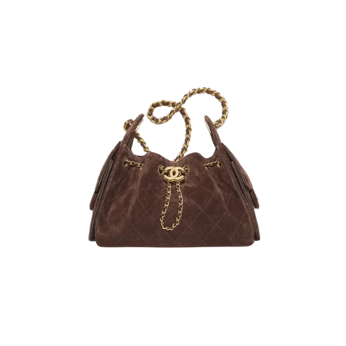 CHANEL 25 Mini-Handtasche aus Wildleder-Kalbsleder mit goldfarbenen Beschlägen